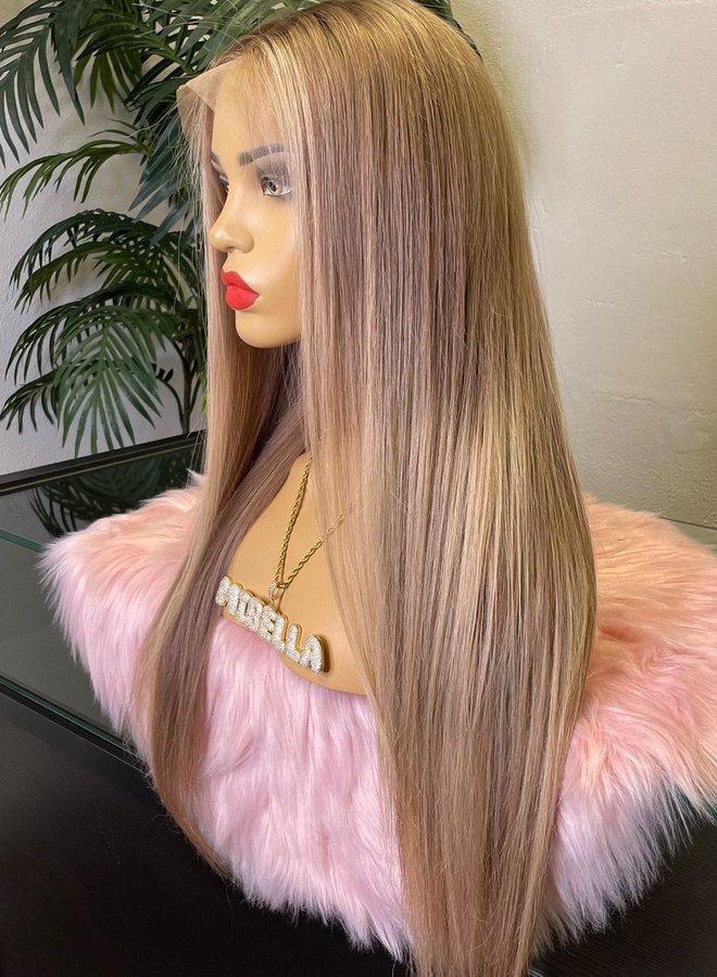 Pink Sapphire - Frontal Wig Warm Blonde Colored Raw Indian Hair