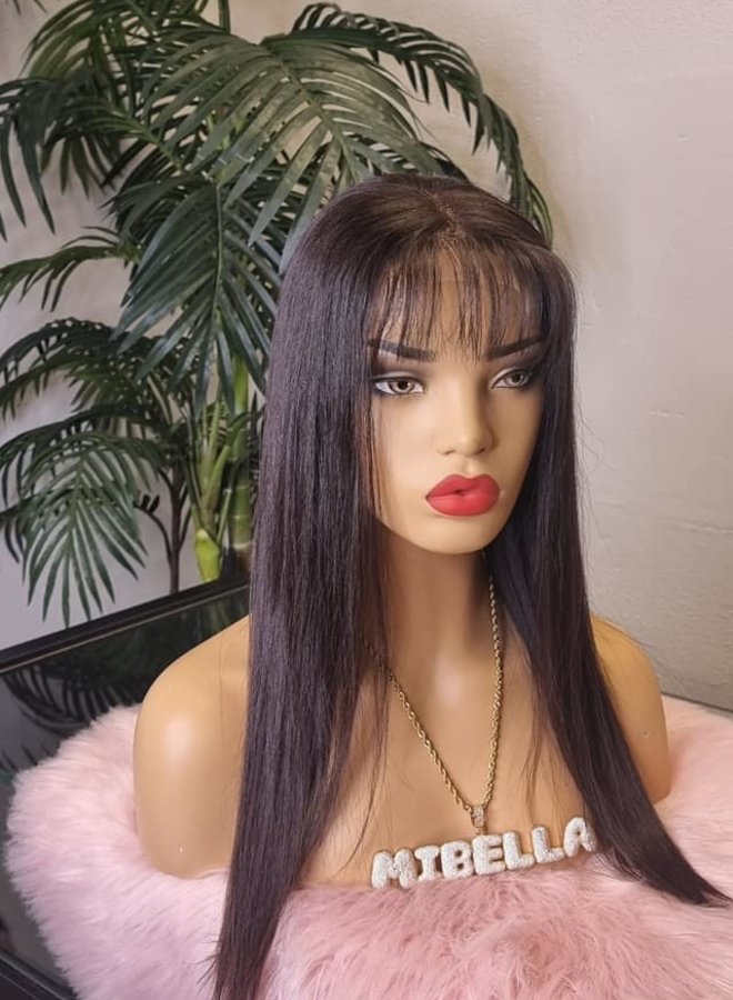 Nightfall Brown - Raw Indian Closure Wig Bangs - Natural Volume 16 inch