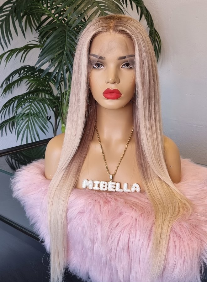 Blushing Beige - Frontal Wig Highlighted Blonde Raw Indian 24"