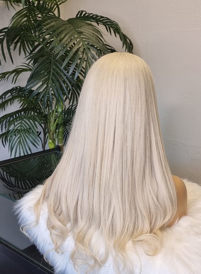 Sandy Serenity - 4x4 Transparent Closure Wig Icey Blonde Raw Indian Hair