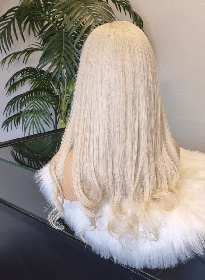 Sandy Serenity - 4x4 Transparent Closure Wig Icey Blonde Raw Indian Hair