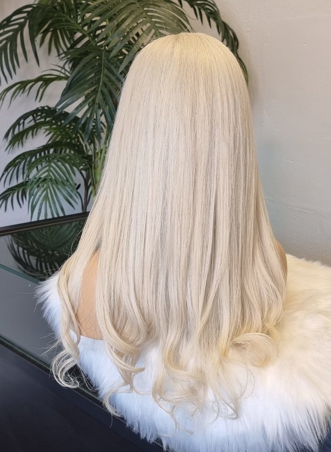 Sandy Serenity - 4x4 Transparent Closure Wig Icey Blonde Raw Indian Hair