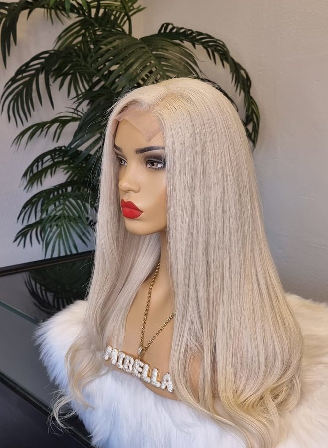 Sandy Serenity - 4x4 Transparent Closure Wig Icey Blonde Raw Indian Hair