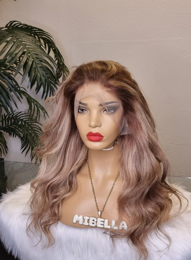 Ash Terra - Frontal Wig Blonde 18" - Colored Raw Indian Hair