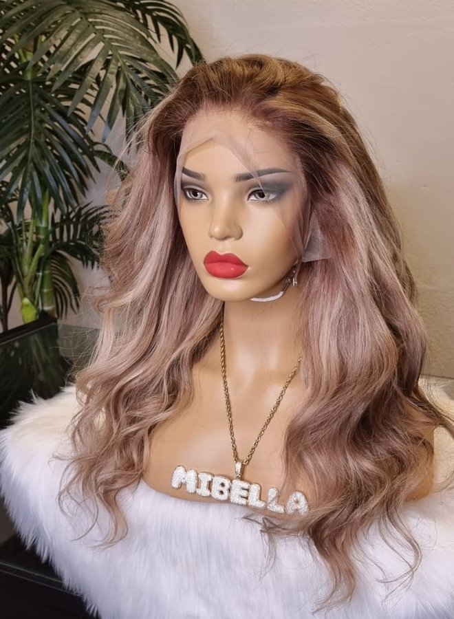 Ash Terra - Frontal Wig Blonde 18" - Colored Raw Indian Hair