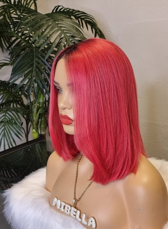 Hyper Coral - Front lace wig 12" Second Chance Remy Hair - Capsize M