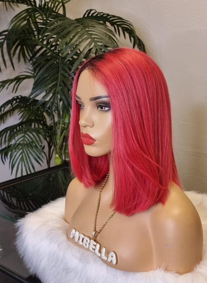 Hyper Coral - Front lace wig 12" Second Chance Remy Hair - Capsize M