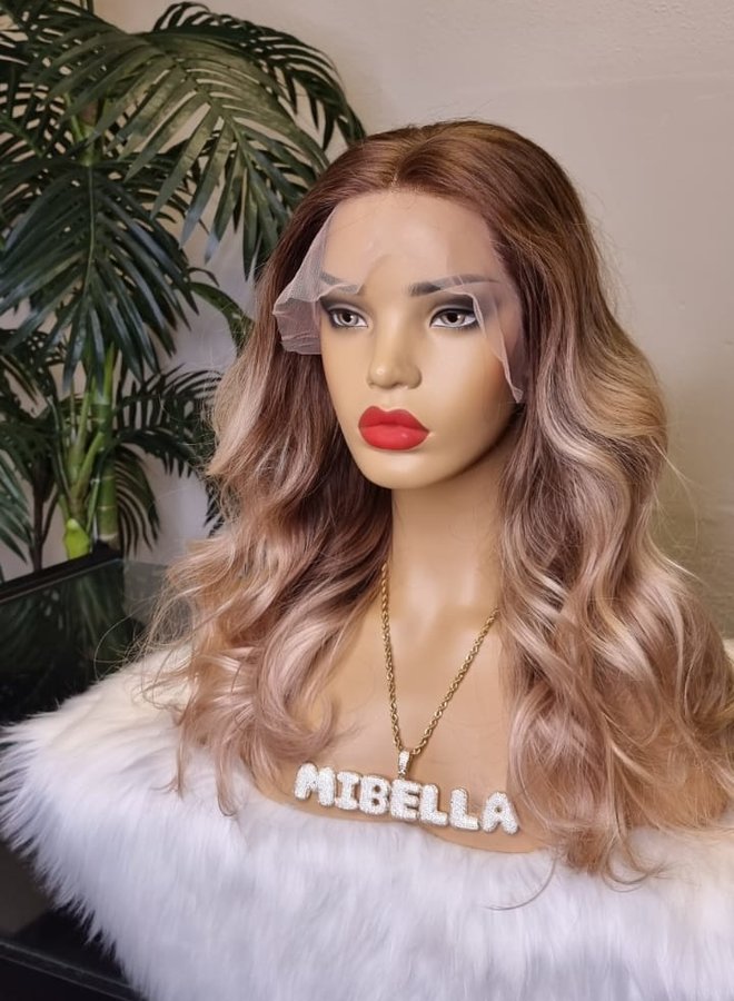 Mocha Tan - Front Lace Wig Blonde 16" - Remy Hair