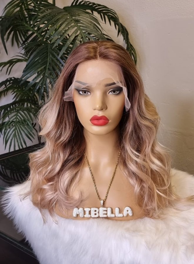 Mocha Tan - Front Lace Wig Blonde 16" - Remy Hair