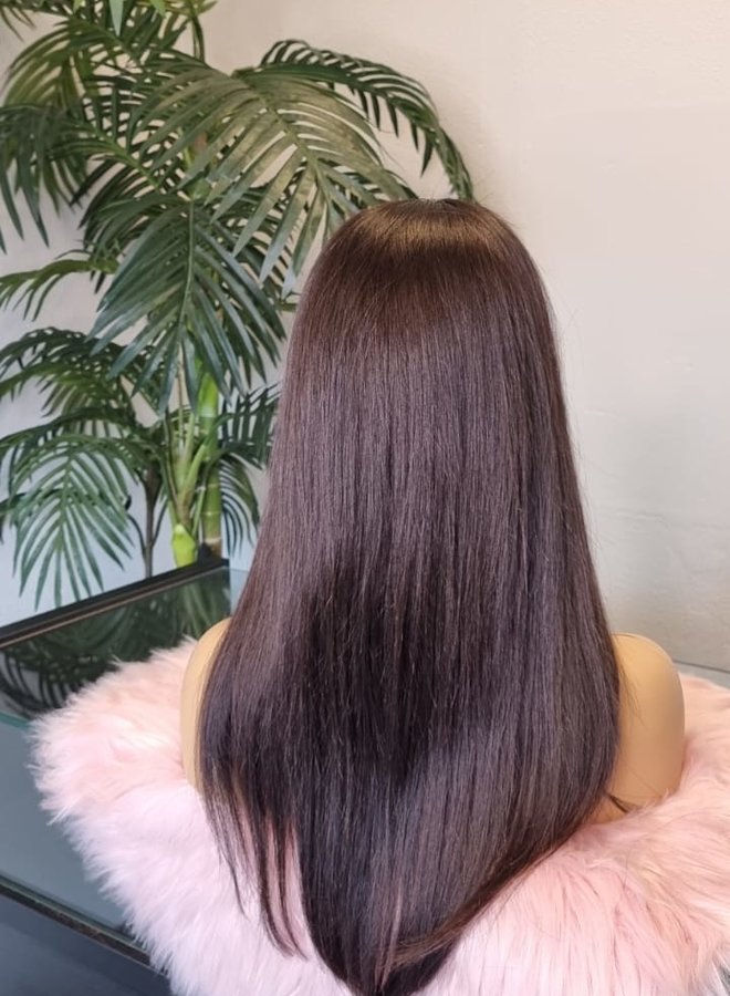 Mauve Mist - Closure Wig Natural Straight 16" - Raw Indian Hair