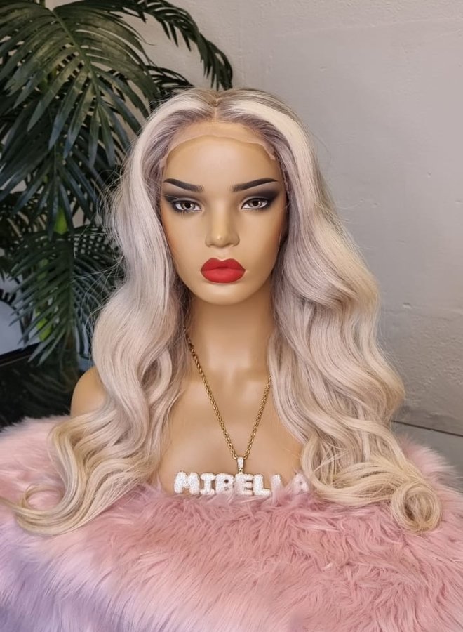 Creamsicle - Closure Wig Body Wave 22" - Colored Raw Indian Hair - Ombre Blonde