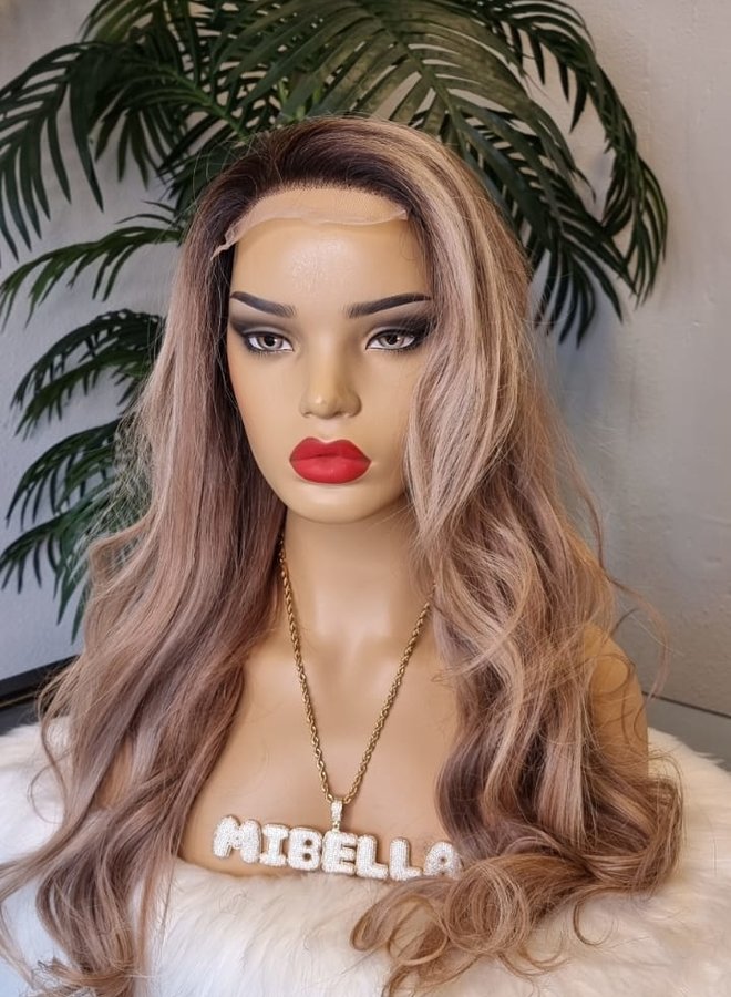 Rosy Twilight - Closure Wig Colored Raw Indian Hair 22"