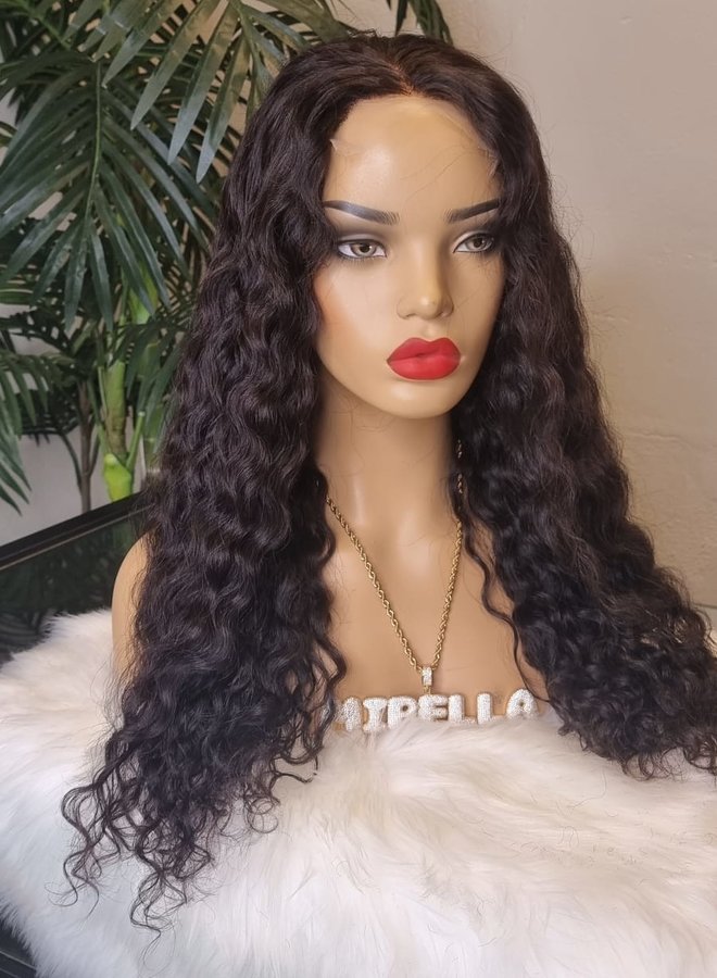 Onyx Queen - Closure Wig Loose Curly 20" - Remy Hair