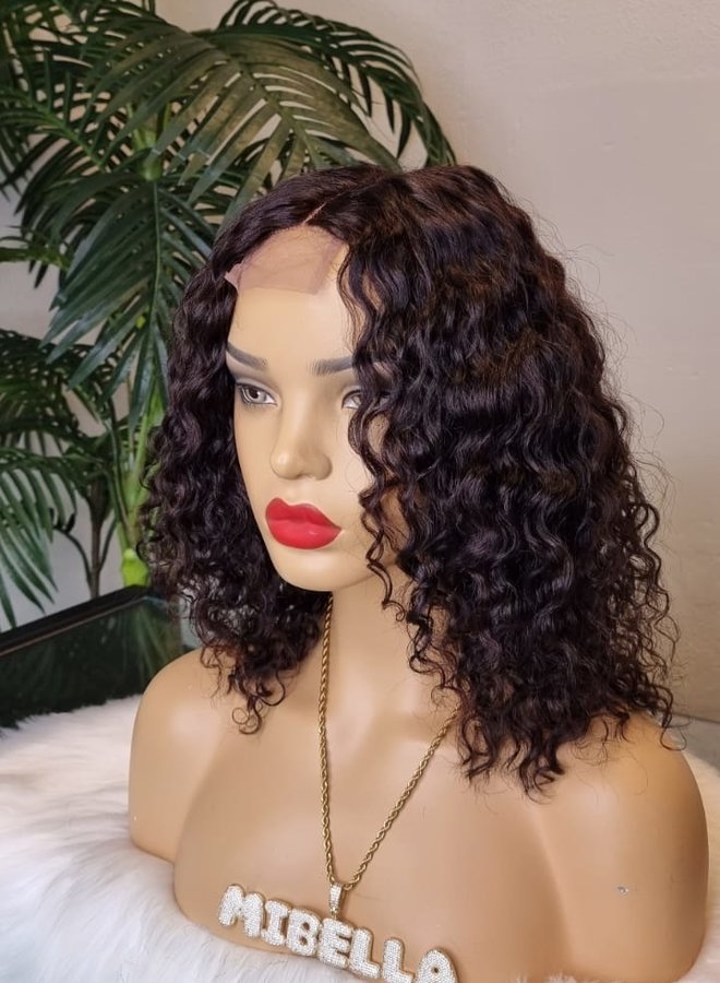 Amethyst Brown	- Closure Wig Caribbean Curly 12" - Steamed Raw Indian Hair