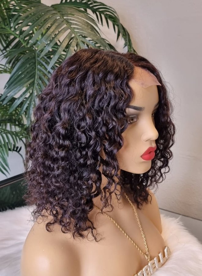 Amethyst Brown	- Closure Wig Caribbean Curly 12" - Steamed Raw Indian Hair