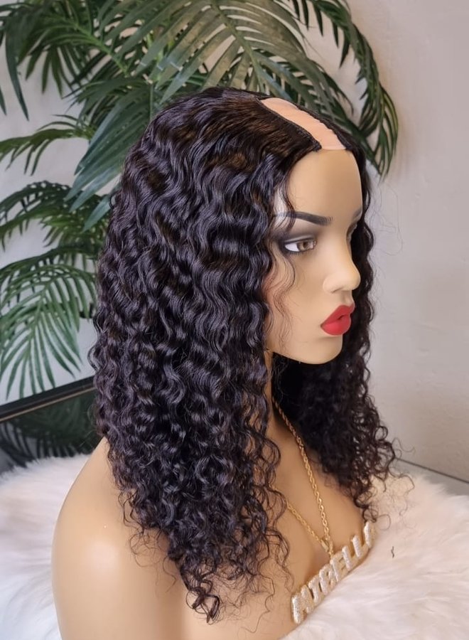 Ebony Brown	- U Part Wig  Caribbean Curly 16" - Steamed Raw Indian Hair