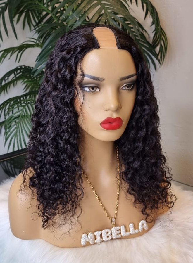 Ebony Brown	- U Part Wig  Caribbean Curly 16" - Steamed Raw Indian Hair