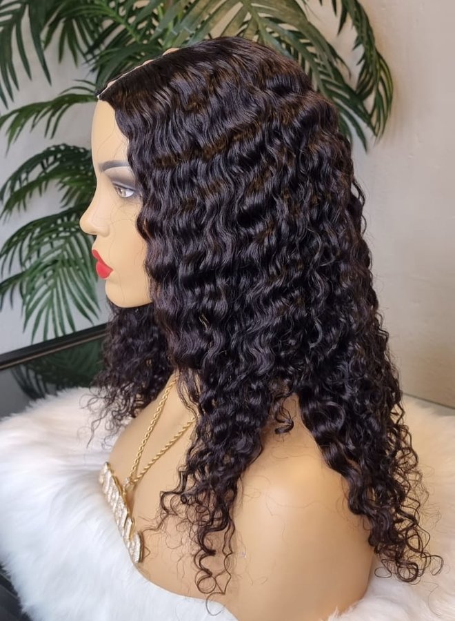 Ebony Brown	- U Part Wig  Caribbean Curly 16" - Steamed Raw Indian Hair