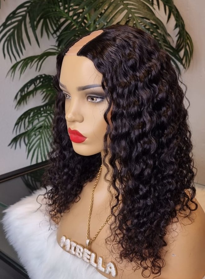 Ebony Brown	- U Part Wig  Caribbean Curly 16" - Steamed Raw Indian Hair