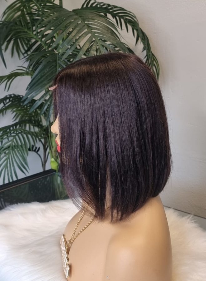 Ruby Mocha - Closure Wig Natural Straight 8" - 100% Human Hair
