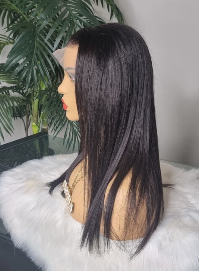 Ebony Elegance - 13x4 Frontal Wig Natural Straight 18" - Remy Hair