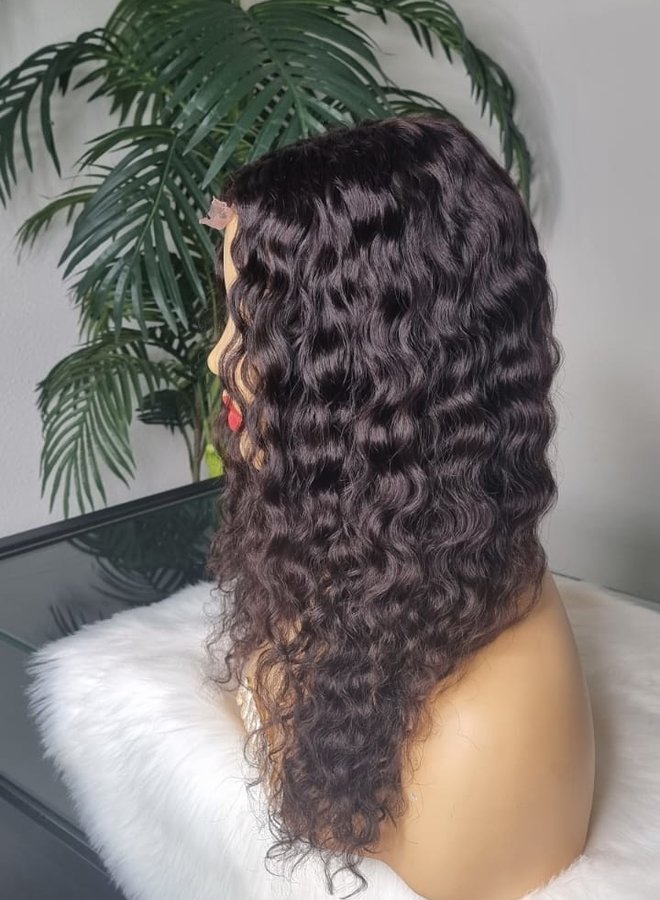 Choco Swirl - Closure Wig Moroccan Curly 18" - Steamed Raw Indian Hair