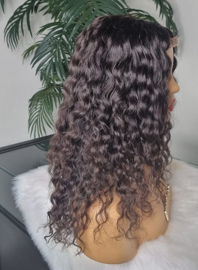 Choco Swirl - Closure Wig Moroccan Curly 18" - Steamed Raw Indian Hair