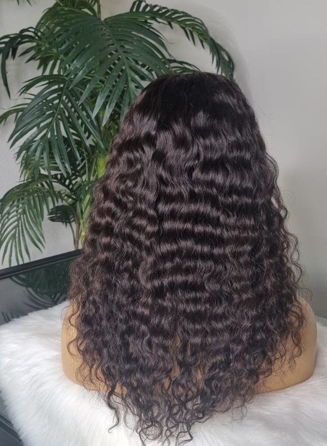Choco Swirl - Closure Wig Moroccan Curly 18" - Steamed Raw Indian Hair