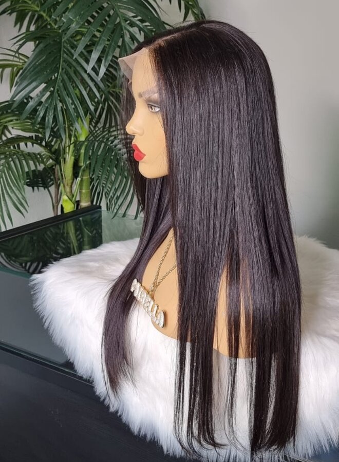 Dark Berry - 7x7 Closure Wig Natural Straight 20" - Made With 100% Single Donor Raw Vietnamese Hair