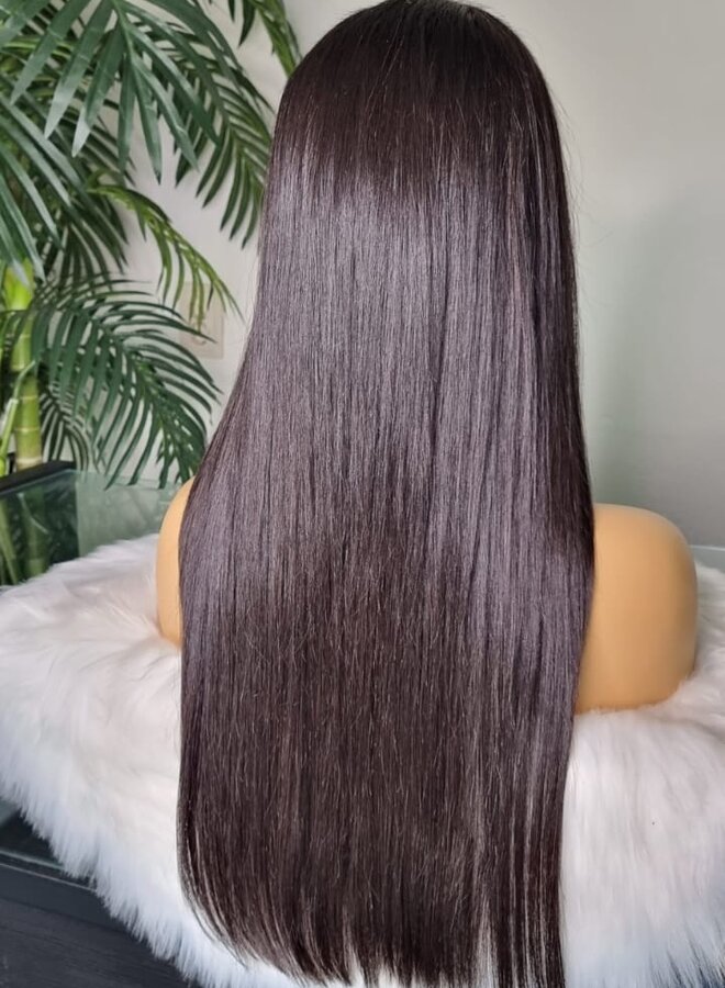 Dark Berry - 7x7 Closure Wig Natural Straight 20" - Made With 100% Single Donor Raw Vietnamese Hair