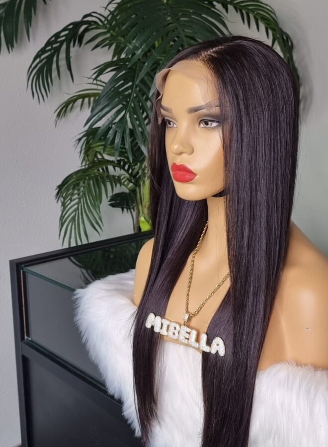 Dark Berry - 7x7 Closure Wig Natural Straight 20" - Made With 100% Single Donor Raw Vietnamese Hair