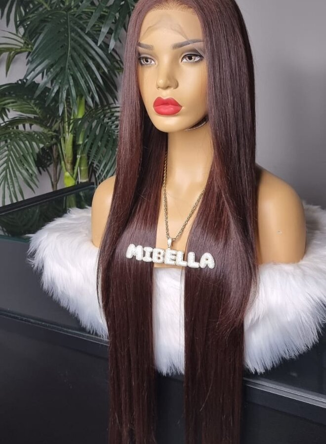 Cocoa Bonita - Frontal Wig Choco Brown Straight 30" - Made With Single Donor Raw Vietnamese Hair