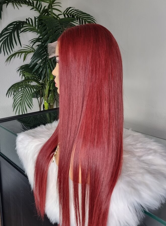 Rosso Profondo - 6x6 HD Closure Wig Natural Straight - Colored Raw Vietnamese Hair - Double Drawn - Brown/Reddish Tint