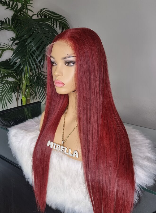 Rosso Profondo - 6x6 HD Closure Wig Natural Straight - Colored Raw Vietnamese Hair - Double Drawn - Brown/Reddish Tint - Cap M