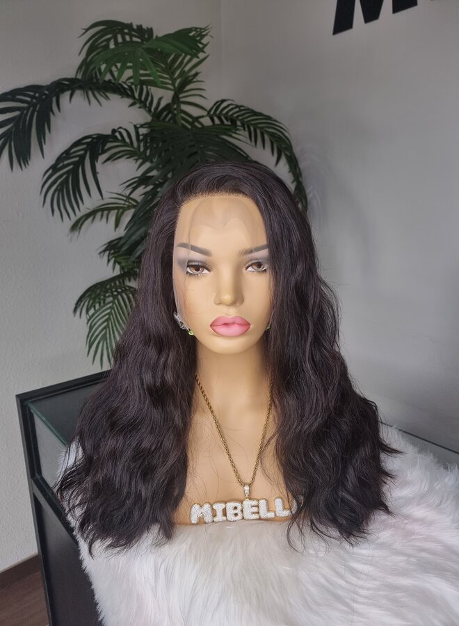 Prugna Châtain - Frontal Wig Natural Wavy 16" - Remy Vietnamese Hair - Super Double Drawn