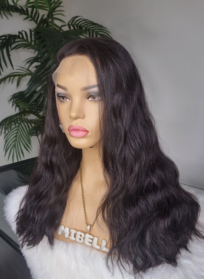 Prugna Châtain - Frontal Wig Natural Wavy 16" - Remy Vietnamese Hair - Super Double Drawn