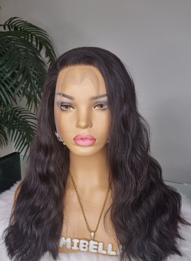 Prugna Châtain - Frontal Wig Natural Wavy 16" - Remy Vietnamese Hair - Super Double Drawn