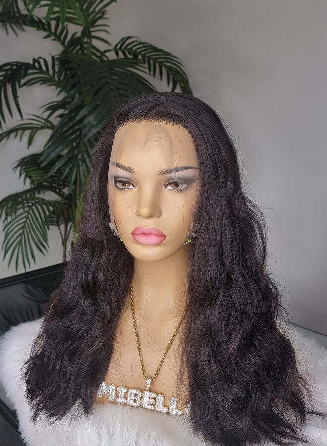 Prugna Châtain - Frontal Wig Natural Wavy 16" - Remy Vietnamese Hair - Super Double Drawn