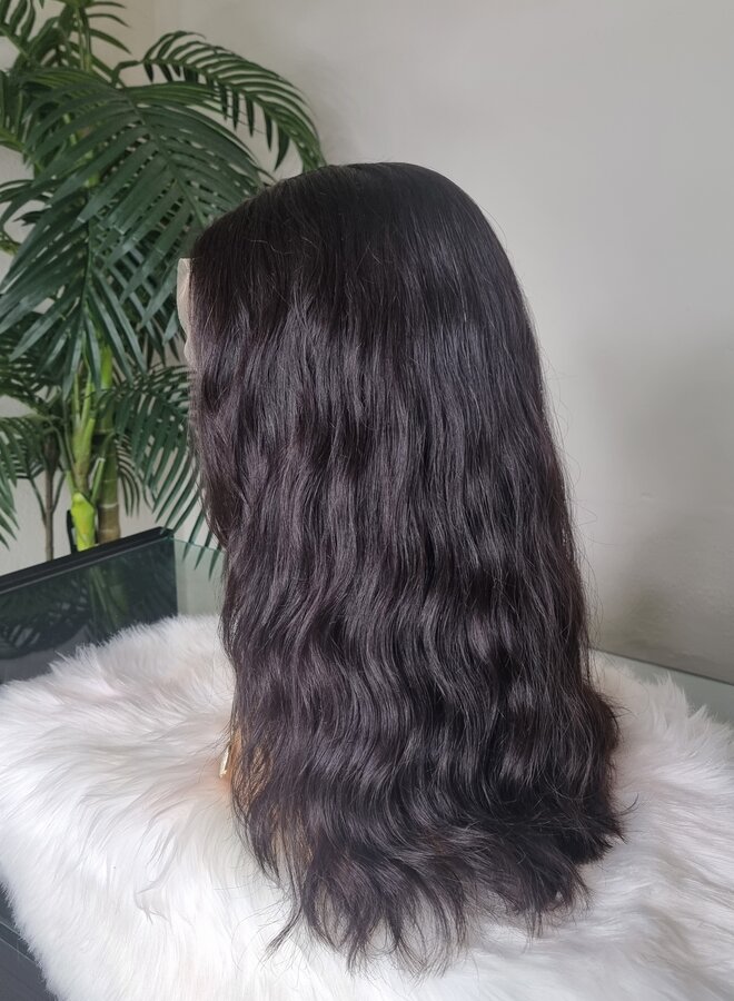 Prugna Châtain - Frontal Wig Natural Wavy 16" - Remy Vietnamese Hair - Super Double Drawn