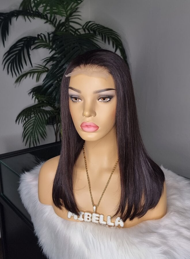 Bruno Oliva - 4x4 Closure Wig Natural Straight 12" - Remy Vietnamese Hair Double Drawn - Cap M