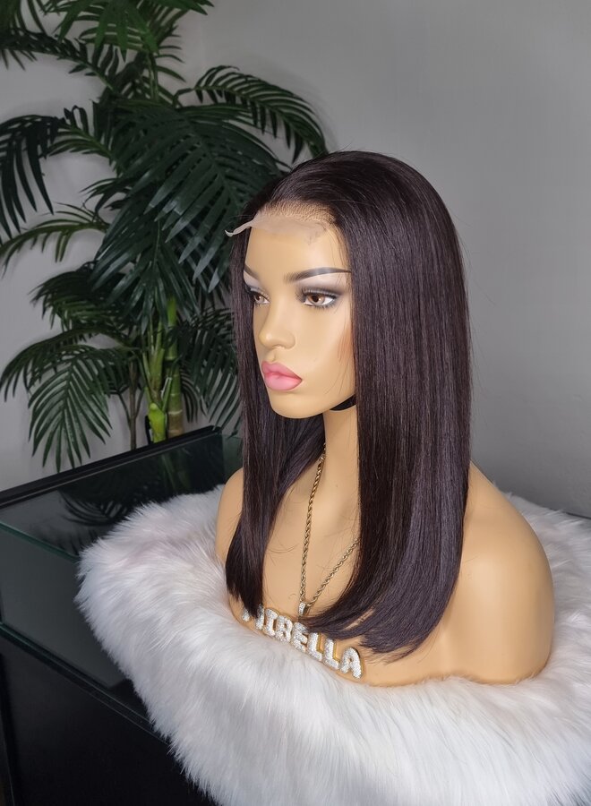 Bruno Oliva - 4x4 Closure Wig Natural Straight 12" - Remy Vietnamese Hair Double Drawn - Cap M