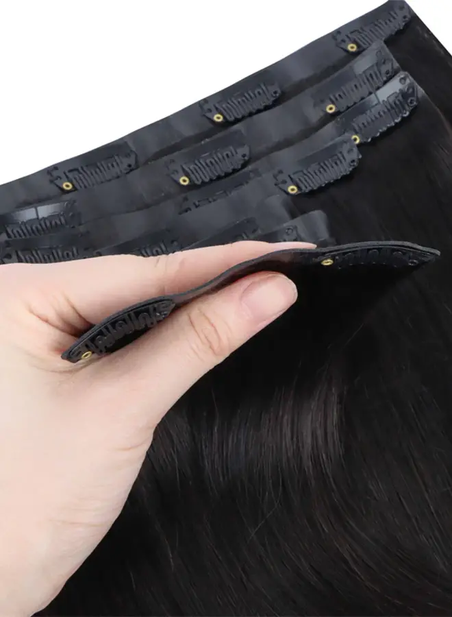 #1 Jet Black Straight - Seamless Clip In Extensions