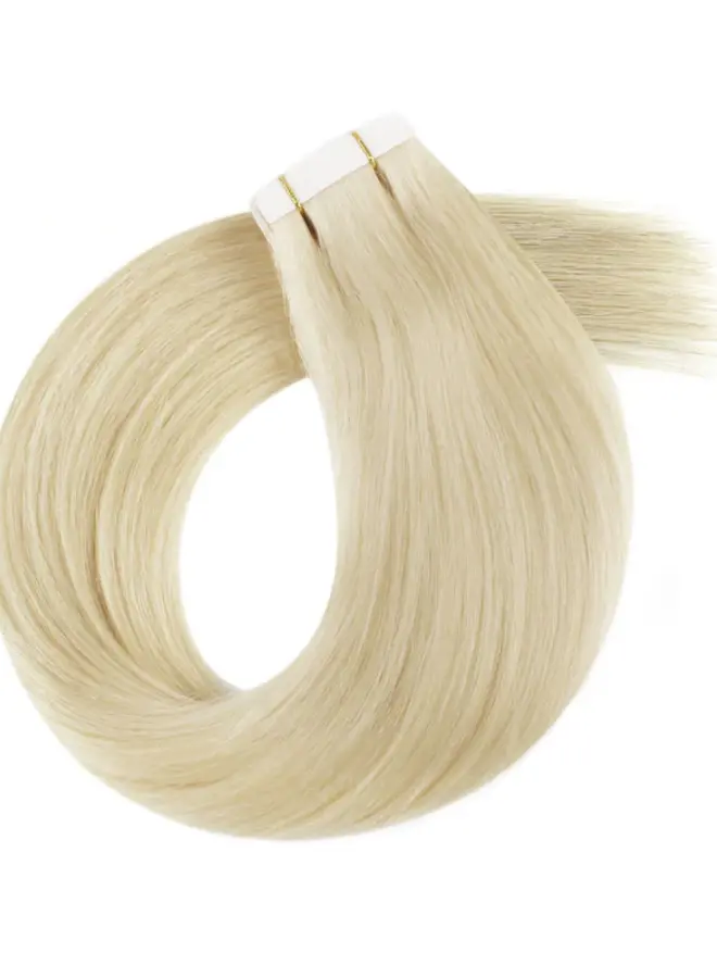 #60 Platinum Blonde Straight - Tape In Extensions