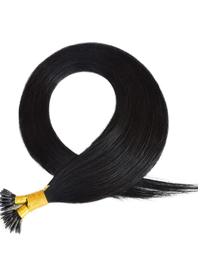 #1 Jet Black Straight - Nano Ring Extensions