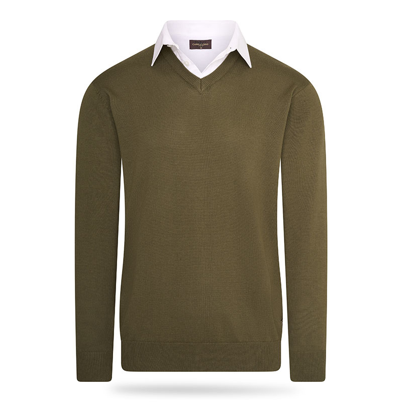 Cappuccino Italia - Heren Sweaters Mock Pullover Groen - Groen - Maat M