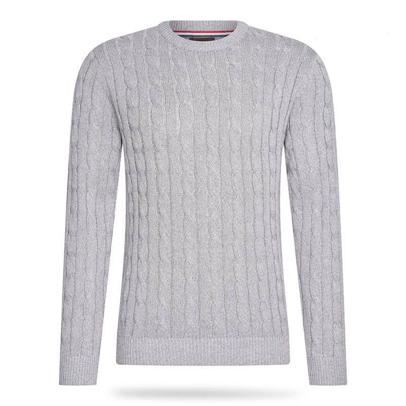 Cappuccino Italia - Heren Sweaters Cable Pullover Grijs - Grijs - Maat M