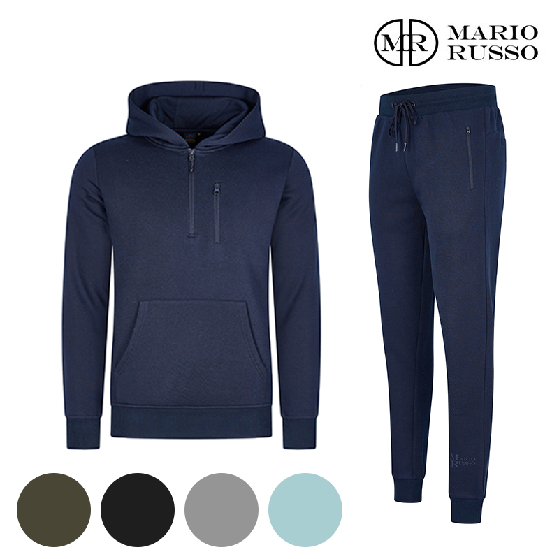 Mario Russo Trainingspak met ZIP Hoodie - Navy | Koopjedeal.nl - Altijd de beste deal