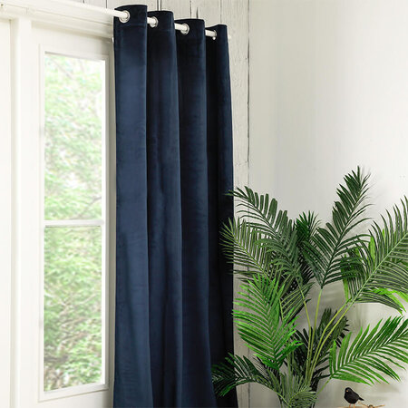 Verduisterende & Isolerende Velvet Gordijnen - 150 of 300 cm - Ringen - Navy