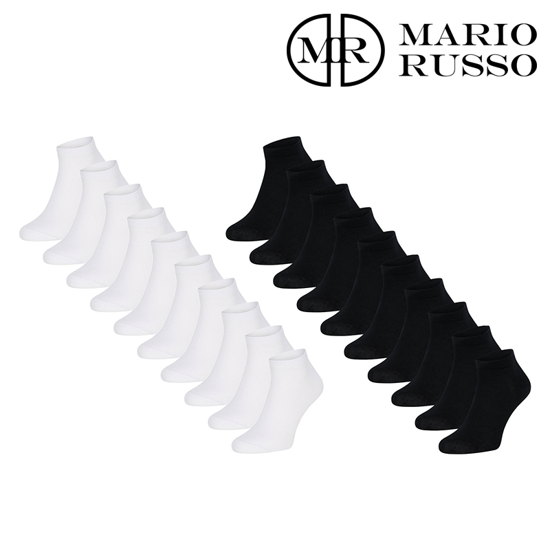 Mario Russo 10-PACK Sneakersokken - Enkelsokken - Maat: 39/42 - Wit
