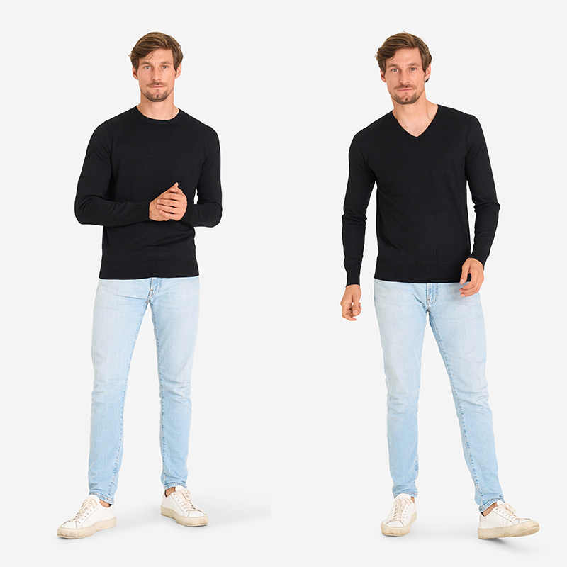 Modieuze Pull Over - Ronde of V-Hals - Zwart